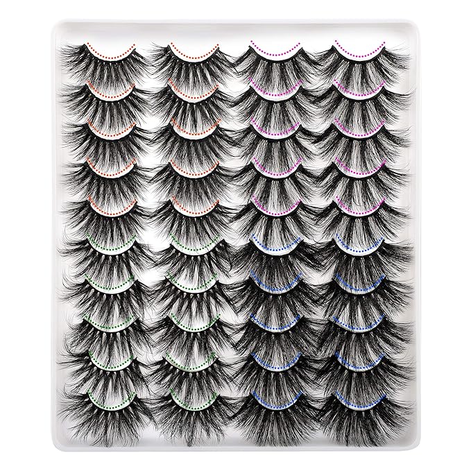 Lanflower 25MM Lashes Dramatic Volumn Eyelashes Wholesale Bulk 20 Pairs 4 Styles