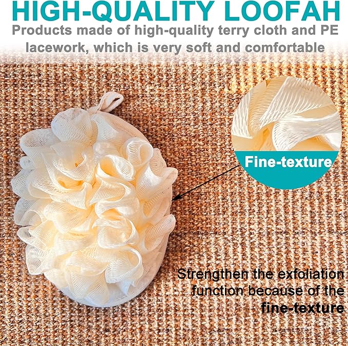 2 PCS Exfoliating Body Spa Bath Mitt for Men & Women - Loofah Sponge Brushes Pouf Bath Mesh Brush - Shower Scrubber Remove Dead Skin 5×7inchs