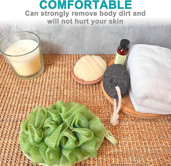 2 PCS Exfoliating Body Spa Bath Mitt for Men & Women - Loofah Sponge Brushes Pouf Bath Mesh Brush - Shower Scrubber Remove Dead Skin 5×7inchs