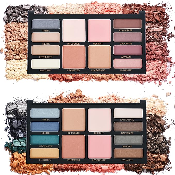2Pcs Makeup 8-Earth-Color Eyeshadow Palette Velvet Matte and Fine Pearls Combined with 1 Color Powder 2 Blush 1 Micro Coffee Face Highlighter Powder a Combination of Cold and Warm Colors