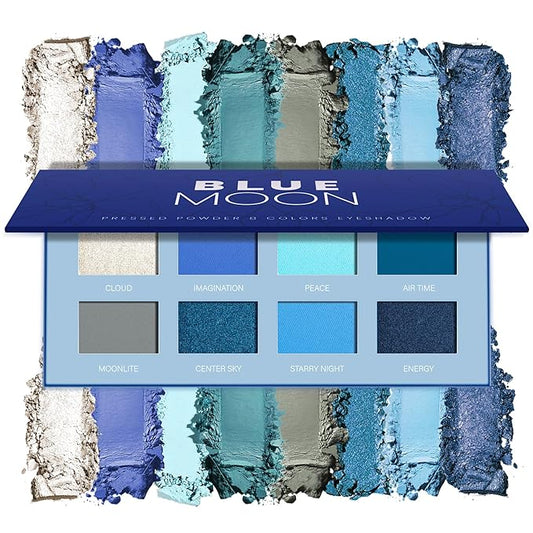 Blue Eyeshadow Matte Palette 8Color Long Lasting Teal Eyeshadow for Cool Tone Makeup, Shimmery Eye Looks, High Pigmented & Easy to Blend (Blue)