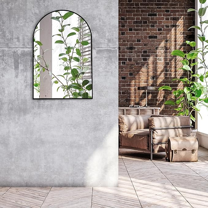 Americanflat 20x30 Arched Mirror - Large Hanging Mirror with Aluminum Frame - Modern Mirror for Bathroom, Bedroom, Living Room - Mirrors for Wall Display and Home Decor - Black