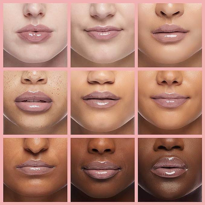 Big Brush Head Lip Glow Oil Plumping Tint, Tinted Lip Balm Transparent Lip Care, Moisturizing Non-sticky Fresh Shiny Texture Lip Oil - Strawberry (Pink)