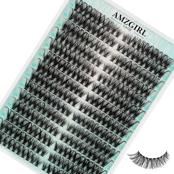 Natural Lash Clusters Left&Right Eyelash Clusters 280pcs D Curl Wispy Cluster Lashes DIY Individual Lashes Extension Thin Band Cluster Eyelashes Extensions(50D,9-18mm Mix)
