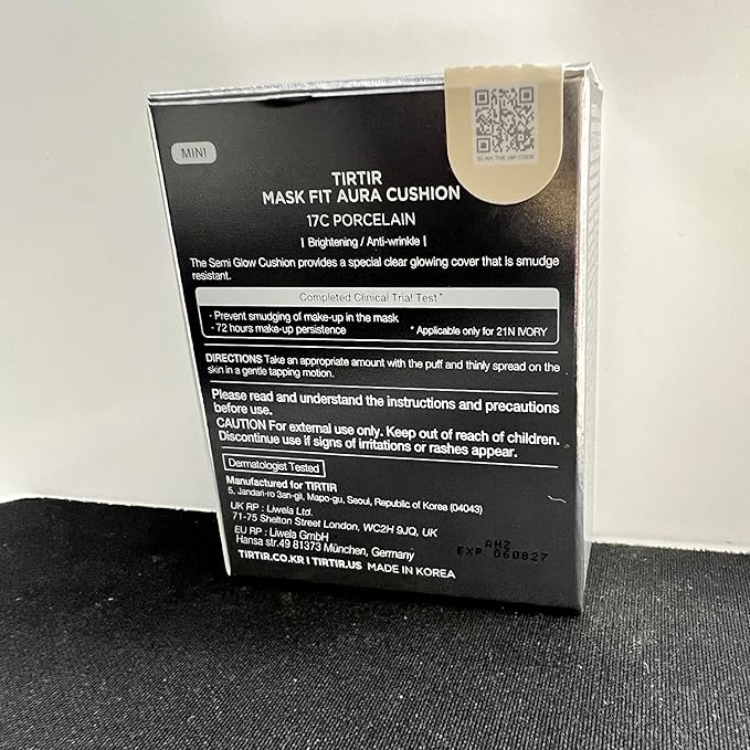 [*Mini Size*] TIRTIR Aura Glow Silver Cushion | Korean Cushion Foundation, (#17C Porcelain, 0.15 Fl Oz)