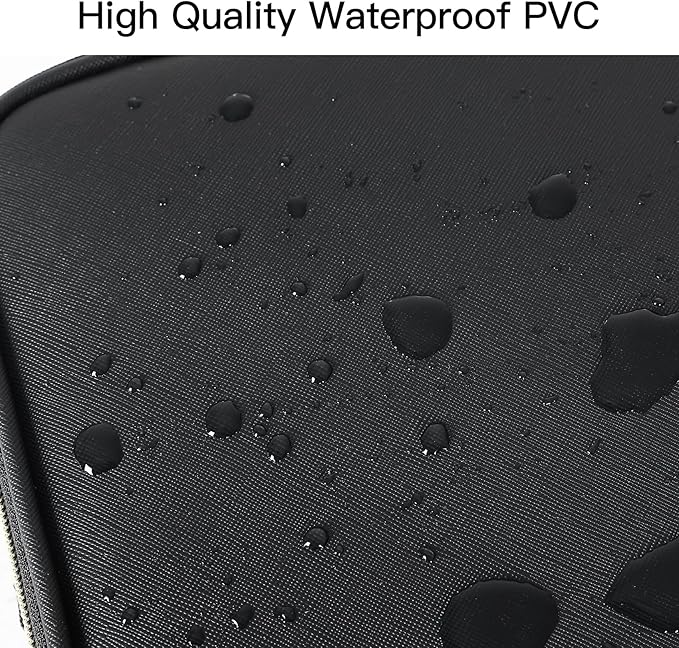 Makeup Travel Case, 12 Inch Makeup Organizer Bag with Compartment and Dividers, Portable Cosmetic Bag for Women with Brush Storage Sturdy Dual Zip Closure, Waterproof, Durable, Gift for Her, Black