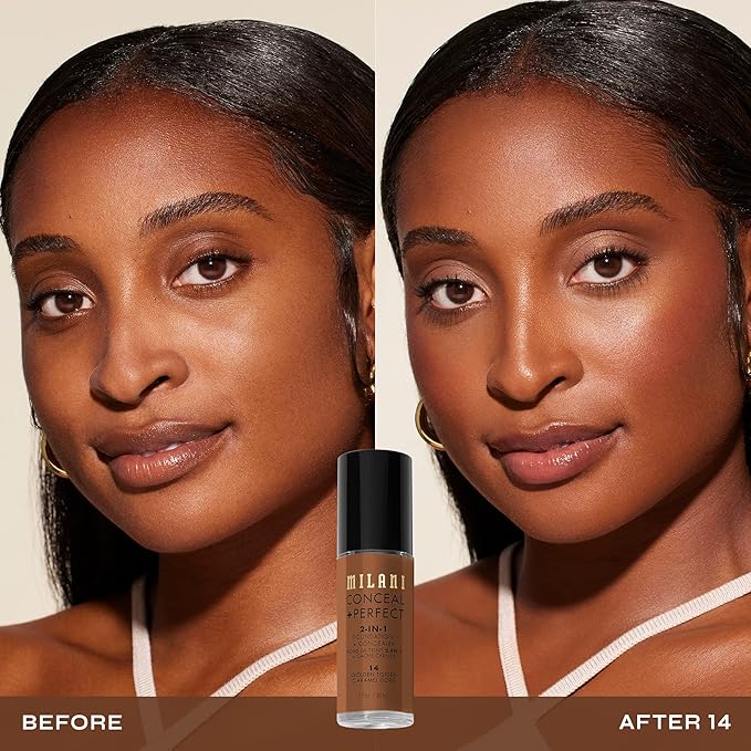 Milani Conceal + Perfect 2-in-1 Foundation + Concealer - Golden Toffee (1 Fl. Oz.) Cruelty-Free Liquid Foundation - Cover Under-Eye Circles, Blemishes & Skin Discoloration for a Flawless Complexion