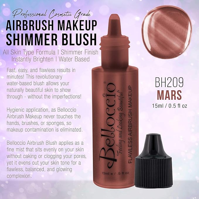 Belloccio's Professional Flawless Airbrush Makeup Highlighter-Shimmer MARS Half Ounce