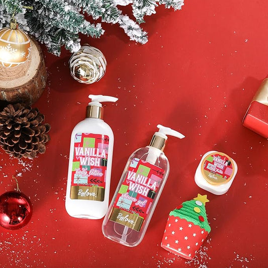 Bath Sets for Women Gift Christmas Bath Set Vanilla Scent Spa Gifts for Women with Body Butter Shower Gel Bath Gifts for Women Christmas Gifts for Women
