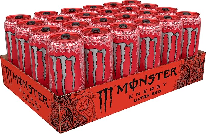 Monster Energy Ultra Red, Sugar Free Energy Drink, 16 Ounce (Pack of 24)
