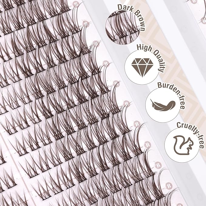 Brown Lash Clusters Wispy Eyelash Extensions Natural Look Individuals Lashes C-Curly DIY Cluster Eyelashes 252 Pcs Left & Right Paired Dark Brown Cluster Lashes by Mavphnee