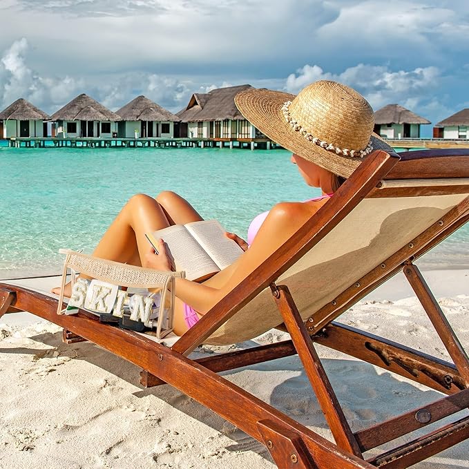 Boho Patch Cosmetic Bag - Summer Gift SKIN Chenille Varsity Letter Toiletry Kit Beige Clear Waterproof Travel Makeup Bag PVC Zipper Clutch Daily Use Purse for Women Girls