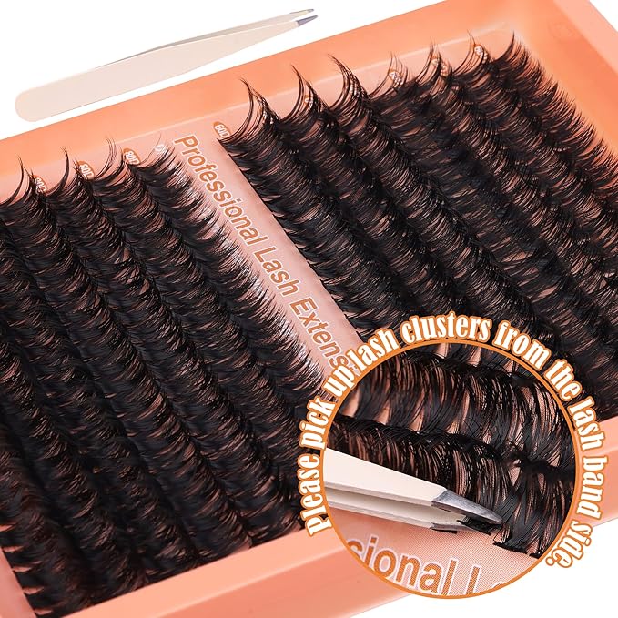 Mavphnee Lash Extensions Kit 280Pcs Cluster Eyelash Extensions Thick D-Curly Lash Clusters Volume 10-18MM DIY Individual Lashes Kit with Bond and Remover, Eyelash Tweezers(60D&80D 0.07D)