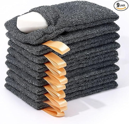 Antimbee 9-Packs Soap Bags, Soap Exfoliating Saver, Body Scrubber Shower Sponge for Shower or Bath, Loofah Sponge Gray Mesh Bar Soap Pouch