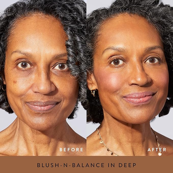 LAURA GELLER NEW YORK 40+ Club Blush-n-Balance 3pc Kit: Baked Balance-N-Brighten Color Correcting Foundation, Deep + Retractable Kabuki Brush + Baked Blush-N-Brighten, Tropic Hues