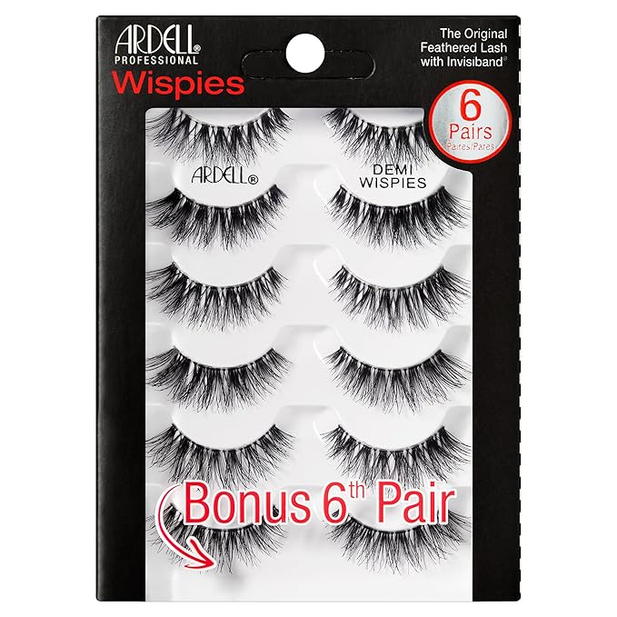 Ardell False Eyelashes Demi Wispies Black, 1 pack (6 pairs per pack)