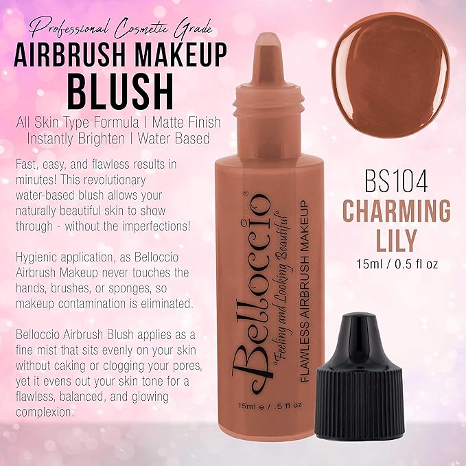 Half Ounce Bottle of Charming Lily Blush Belloccio's Professional Flawless Airbrush Makeup Blush