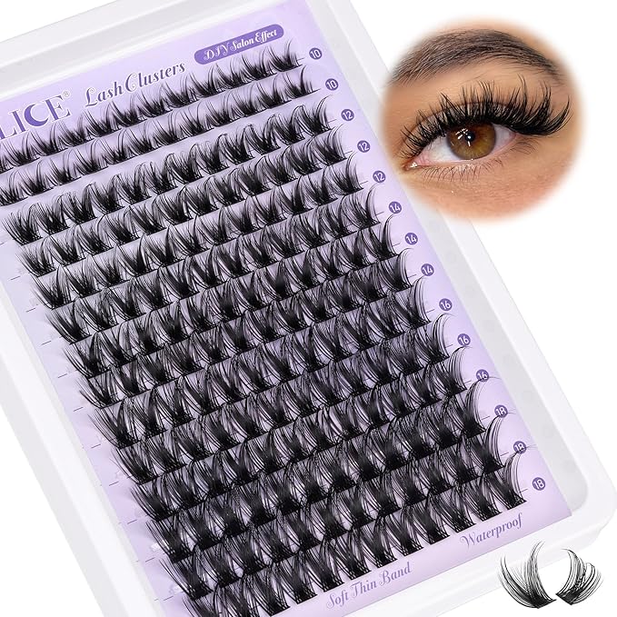 ALICE Lash Clusters Wispy Eyelash Clusters 168pcs 10-18mm Cluster Eyelash Extensions Natural Volume Lash Extensions DIY Individual Lashes Clusters with Soft Thin Band