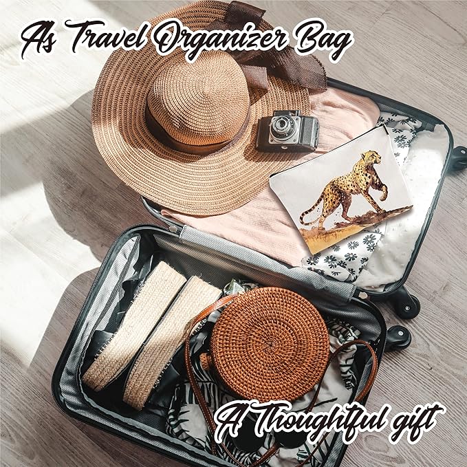 Animals Theme Makeup Bag - Watercolor Leopard - Drawing Printing Cosmetic Bag, Toiletry Bag, Gift For Girls, Teen, Personal Care & Accessories - A16