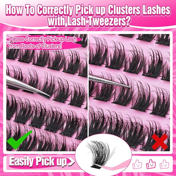 Yawamica Cluster Eyelash Extensions Fluffier 10-16mm Wispy Lash Clusters 100D Thick Volume Individual Lashes D Curly Eyelash Clusters 240pcs DIY Lash Extension at Home for Beginners