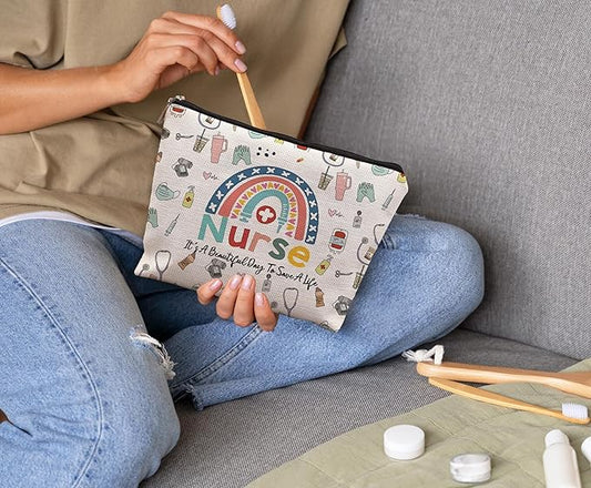 Boho Rainbow Nurse Bags: Cosmetic, Funny & Nurse Appreciation Gifts