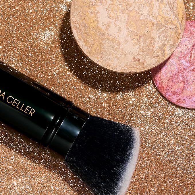 LAURA GELLER NEW YORK 40+ Club Blush-n-Balance 3pc Kit: Baked Balance-N-Brighten Color Correcting Foundation, Medium + Retractable Kabuki Brush + Baked Blush-N-Brighten, Tropic Hues