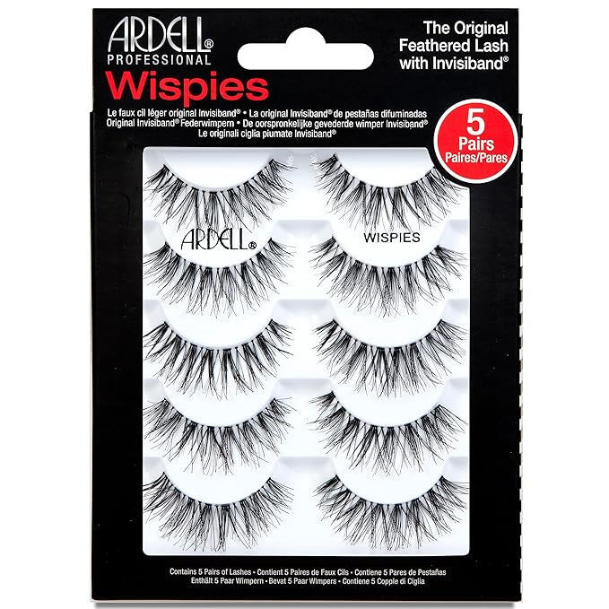 Ardell False Eyelashes Wispies Black, 1 pack (6 pairs of strip lashes per pack)