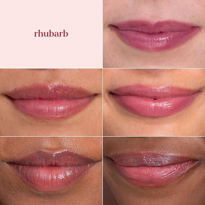 Burt's Bees Shimmer Lip Tint Stocking Stuffers Set, Tinted Lip Balm Stick, Moisturizing for All Day Hydration with Natural Glowy Pigmented Finish & Buildable Color, Rhubarb (1-Pack)
