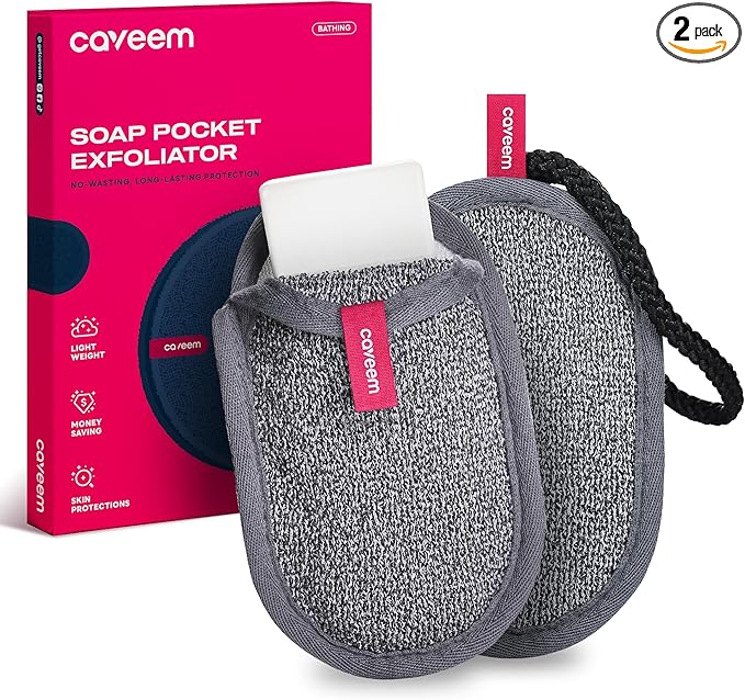 2 Pack Dual-Sided Softness Exfoliation Soap Pouch, Soap Saver Bag for Bar Soap, Soap Mesh Pocket Bar Holder for Washing Body, Soap Sack Sponge Bag for Shower Bath