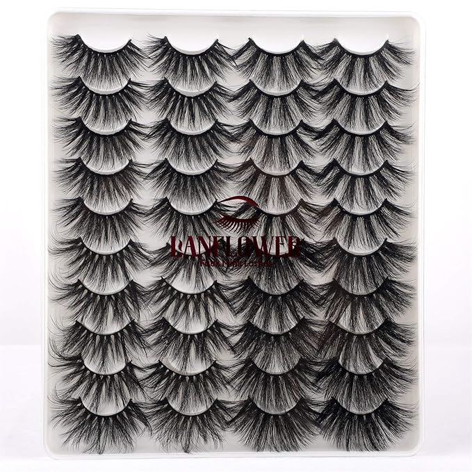 Lanflower 25MM Lashes Dramatic Volumn Eyelashes Wholesale Bulk 20 Pairs 4 Styles