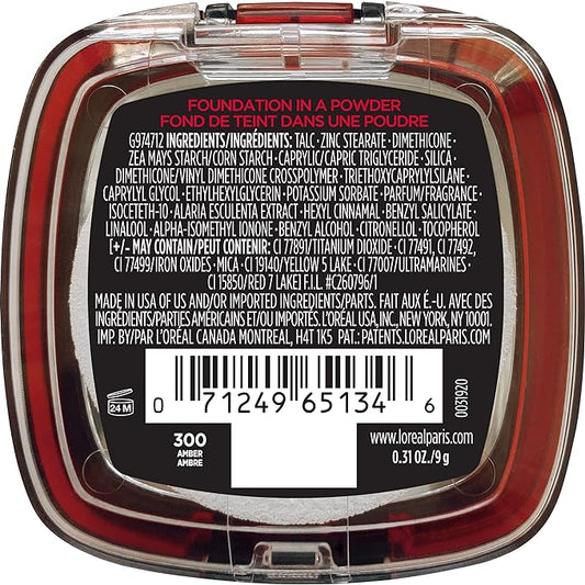 L'Oreal Paris Makeup Infallible Fresh Wear Foundation in a Powder, Up to 24H Wear, Waterproof, Amber, 0.31 oz.