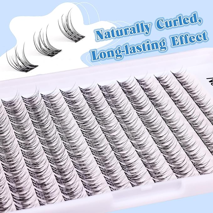 Natural Lash Clusters DIY Eyelash Extension Wispy 144 Pcs Individual Cluster Lashes Extension at Home C-curly 9-11MM Eyelash Cluster Faux Mink False Lashes by Newcally