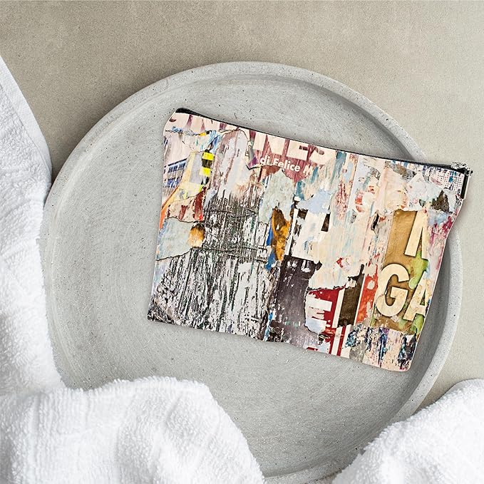 Art Theme Makeup Bag - Retro Posters Texture - Vintage Printing Cosmetic Bag, Toiletry Bag Gift For Girls, Teen, Personal Care & Accessories - A10