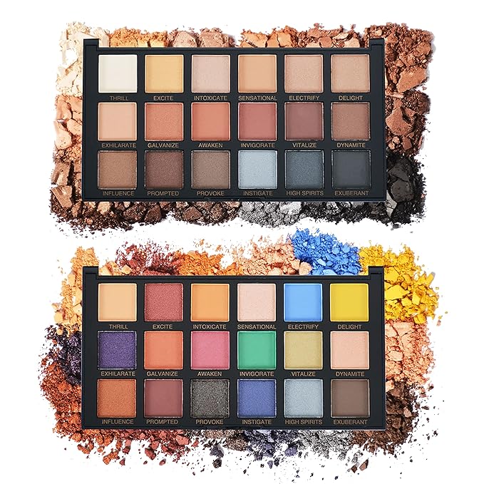 2 Pcs Eyeshadow Palette Pearl Matte Velvet Texture Makeup Pallet 18 Color Suitable for Rock Style Smoky Makeup