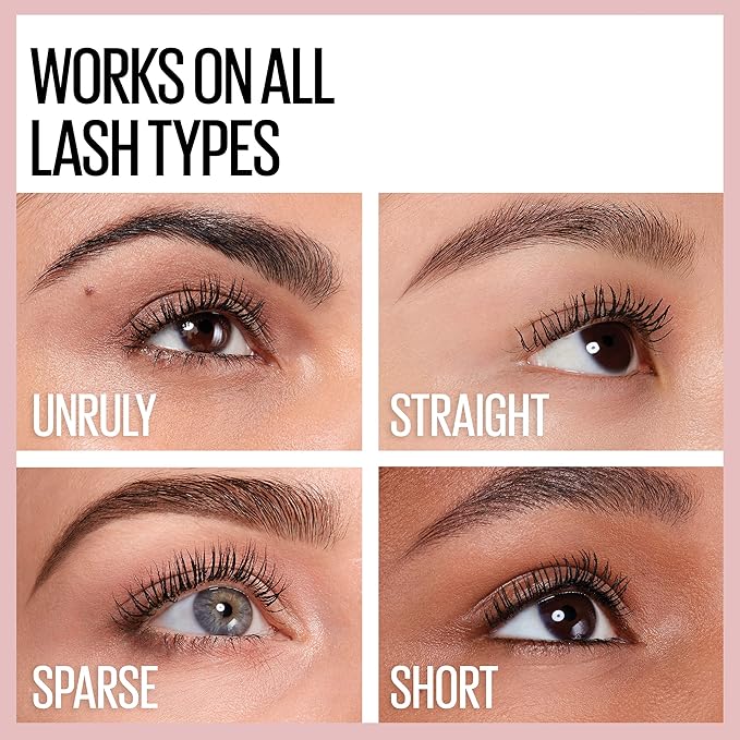 Maybelline Lash Sensational Washable Mascara, Lengthening and Volumizing for a Full Fan Effect, Midnight Black, 1 Count