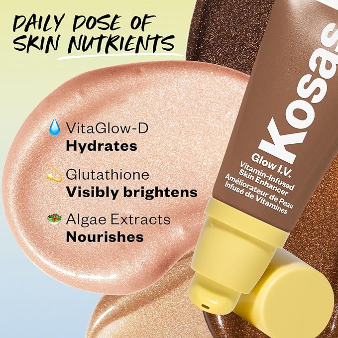 Kosas Glow I.V. Vitamin-Infused Skin Enhancer Face Makeup - Tinted Beauty Highlighter for a Healthy Glow - Energize