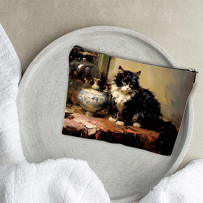 Art Theme Makeup Bag - Sloppy Cats On The Desk - Drawing Printing Cosmetic Bag, Toiletry Bag Gift For Girls, Teen, Personal Care & Accessories - A09