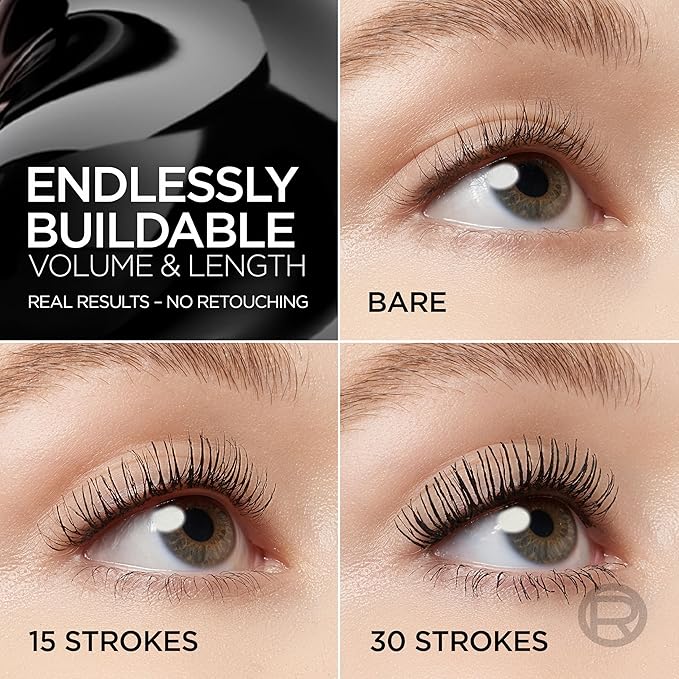 L'Oreal Paris Paradise Big Deal Mascara, Volumizing and Lengthening Formula, Buildable, Clump Resistant, Washable Blackest Black Mascara, 0.33 Fl Oz