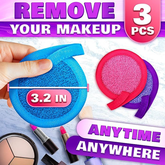 Makeup Remover Cloth Exfoliating Face Scrub - 3Pcs Microfiber Cloth Facial Blackhead Remover Reusable Eye Makeup Remover Pads Face Cleansing Wipes for Women, Men - Exfoliating Washcloth Acne Wipes