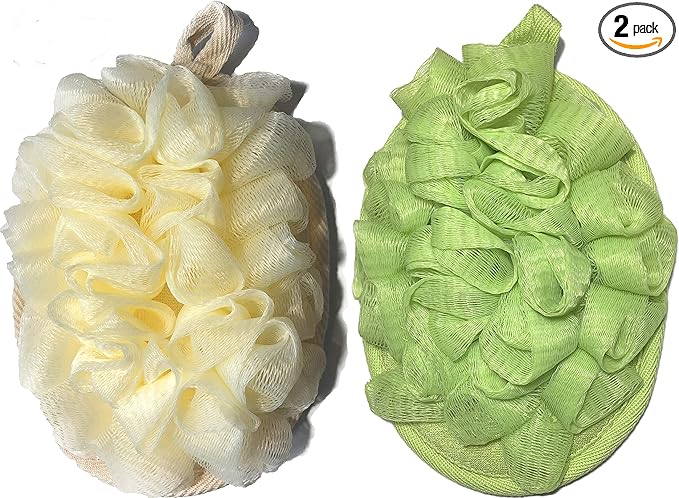 2 PCS Exfoliating Body Spa Bath Mitt for Men & Women - Loofah Sponge Brushes Pouf Bath Mesh Brush - Shower Scrubber Remove Dead Skin 5×7inchs
