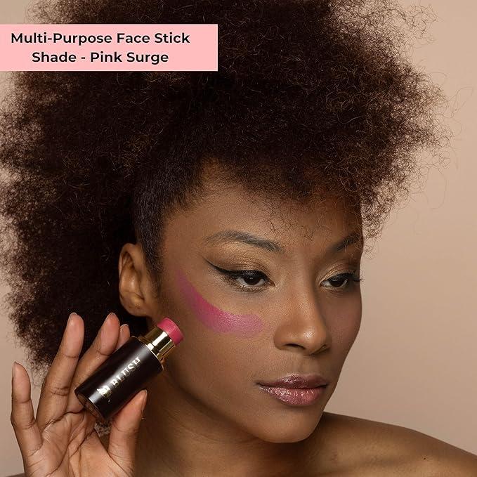 Cream Blush Stick – Buildable & Pigmented for Cheeks, Lips & Eyes – Hydrating w. Shea Butter, Vitamin E, Hyaluronic Acid & Squalane, Multi-Purpose, Fuchsia (Pink Surge, Regular)