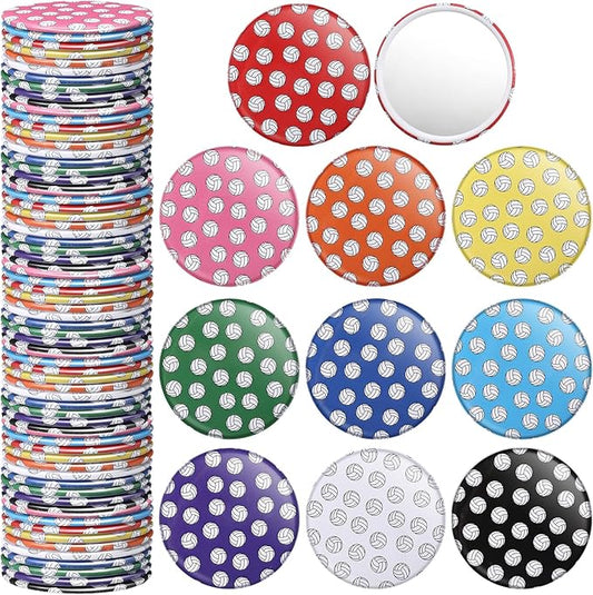 20 Pcs Volleyball Compact Mirrors Gifts Stuff for Team Colorful Pocket Makeup Mirror Bulk 2.76 Inch Portable Volleyball Team Girl Player Accessories Party Favors Supplies