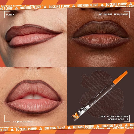 NYX PROFESSIONAL MAKEUP Duck Plump Plumping Lip Liner, Matte Pencil With Up To 10HR Wear, Double Dose (Dark Brown Lip Liner)