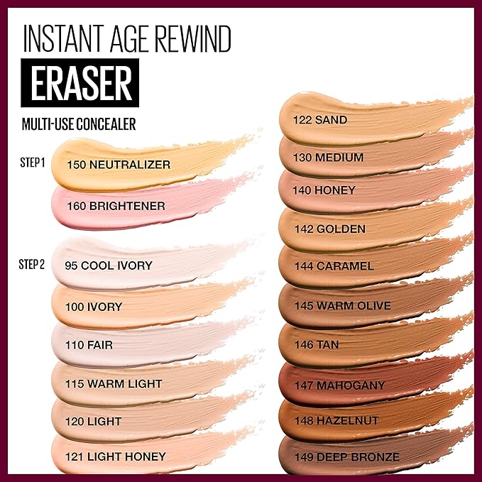 Maybelline Instant Age Rewind Eraser Dark Circles Treatment Multi-Use Concealer, Cool Ivory, 0.2 Fl Oz (Pack of 2) (Packaging May Vary)