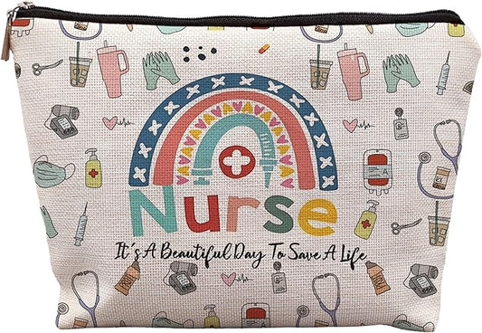 Boho Rainbow Nurse Bags: Cosmetic, Funny & Nurse Appreciation Gifts