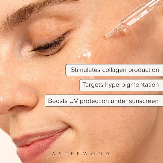 Asterwood Vitamin C Face Serum - with Hyaluronic Acid - Smoothing, Hydrating, Stimulates Collagen Production - Fragrance-Free - 1 Fl Oz