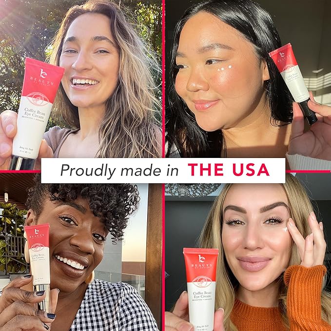 Beauty by Earth Caffeine Eye Cream for Puffiness & Bags Under Eyes - USA Made with Natural & Organic Ingredients, Under Eye Cream for Dark Circles with Glycerin & Vitamin E, Brightens & Refreshes