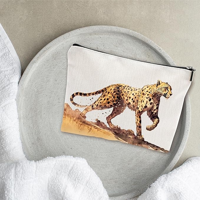 Animals Theme Makeup Bag - Watercolor Leopard - Drawing Printing Cosmetic Bag, Toiletry Bag, Gift For Girls, Teen, Personal Care & Accessories - A16