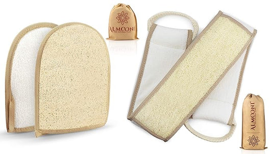Premium Exfoliating Back Loofah Scrubber and Loofah Pad Glove Body Scrubber, Made with Natural Egyptian Shower Loofah Sponge That Gets Your Body Clean