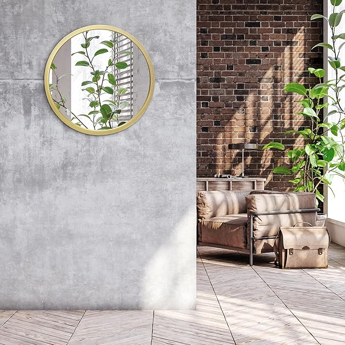 Americanflat 20" Round Mirror - Hanging Mirrors with Durable Frame - Modern Mirror for Bathroom, Bedroom, Living Room - Mirrors for Wall Display and Home Decor - Gold